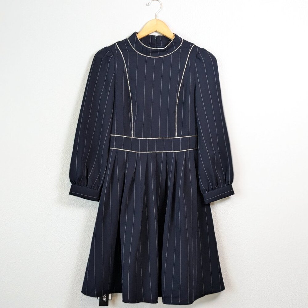 NWT BURRYCO Pinstripe Puff Sleeve Dress SZ 4
